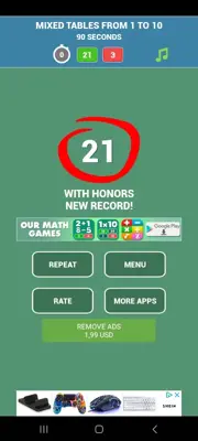 Multiplication tables games android App screenshot 8